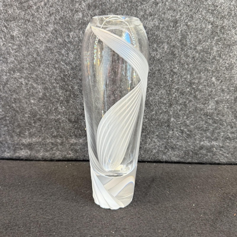 Vintage Lenox "Windswept" Crystal Vase 9" Heavy Glass Swirl Cut USA Made